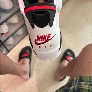 Jordan Athletic Shoes - White and Red Jordan’s Carmines Size 10 (Brand New)